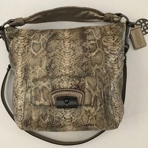 COACH 15361 Exotic Snake Embossed Hobo Brown/Black